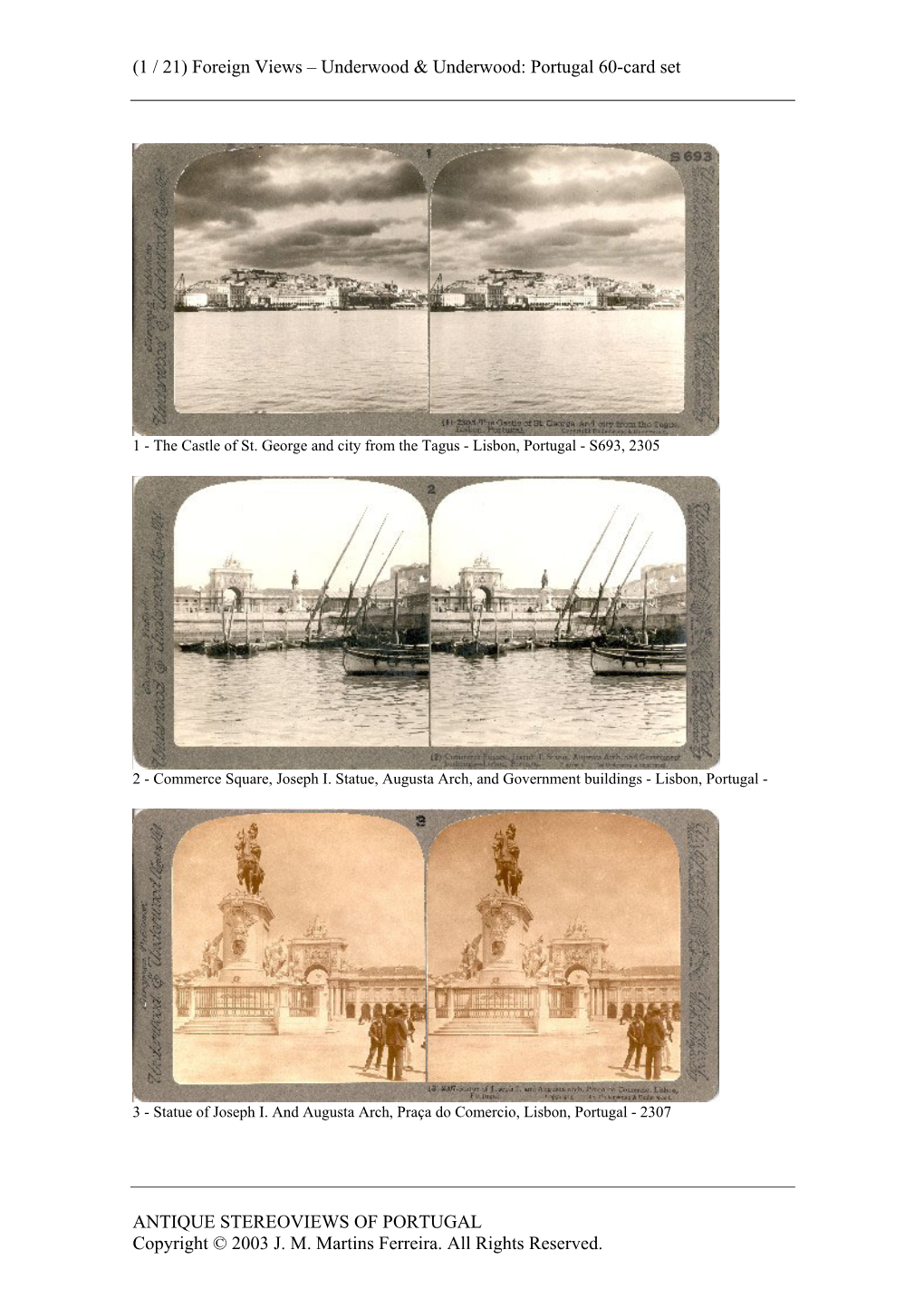 Portugal 60-Card Set ANTIQUE STEREOVIEWS of PORTUGAL