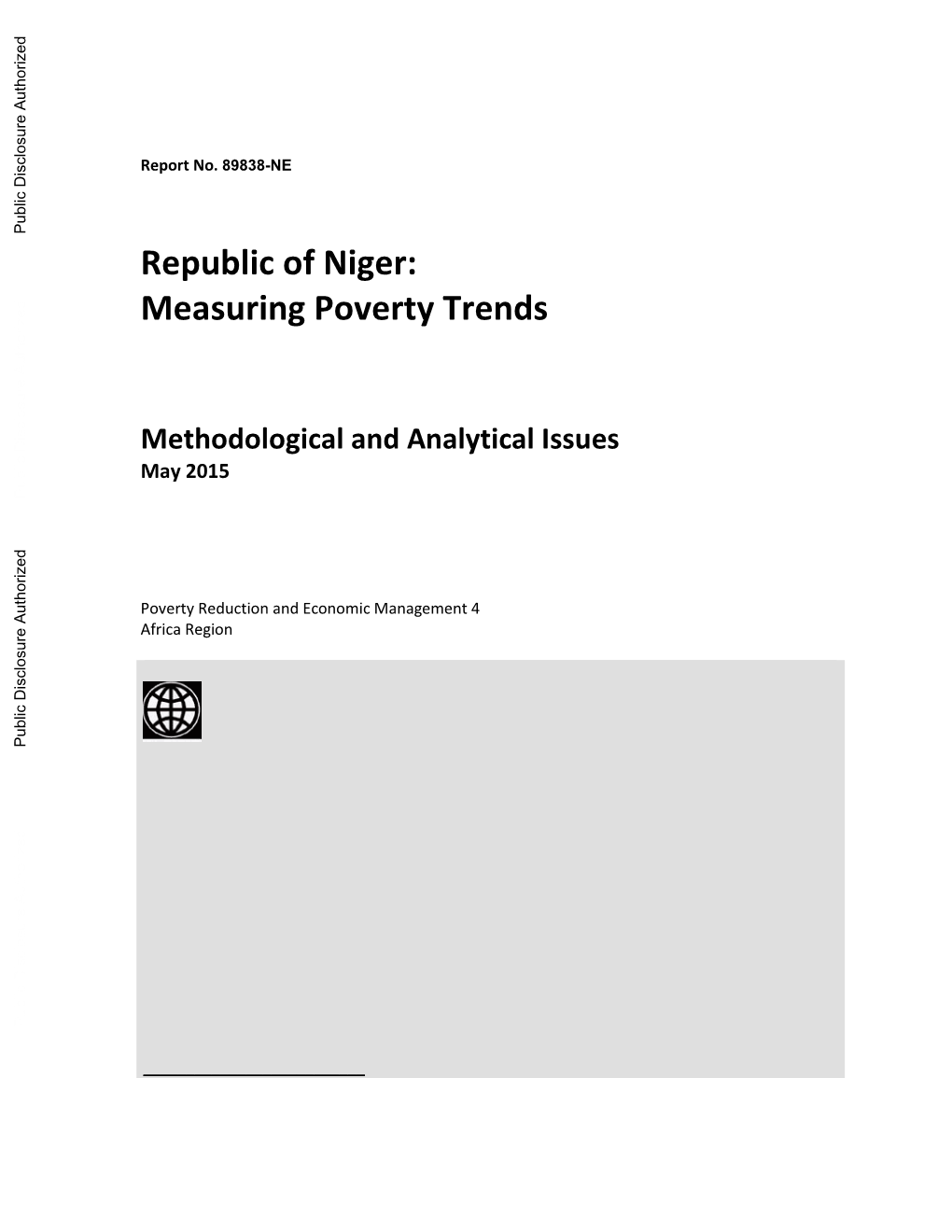 Republic of Niger: Measuring Poverty Trends