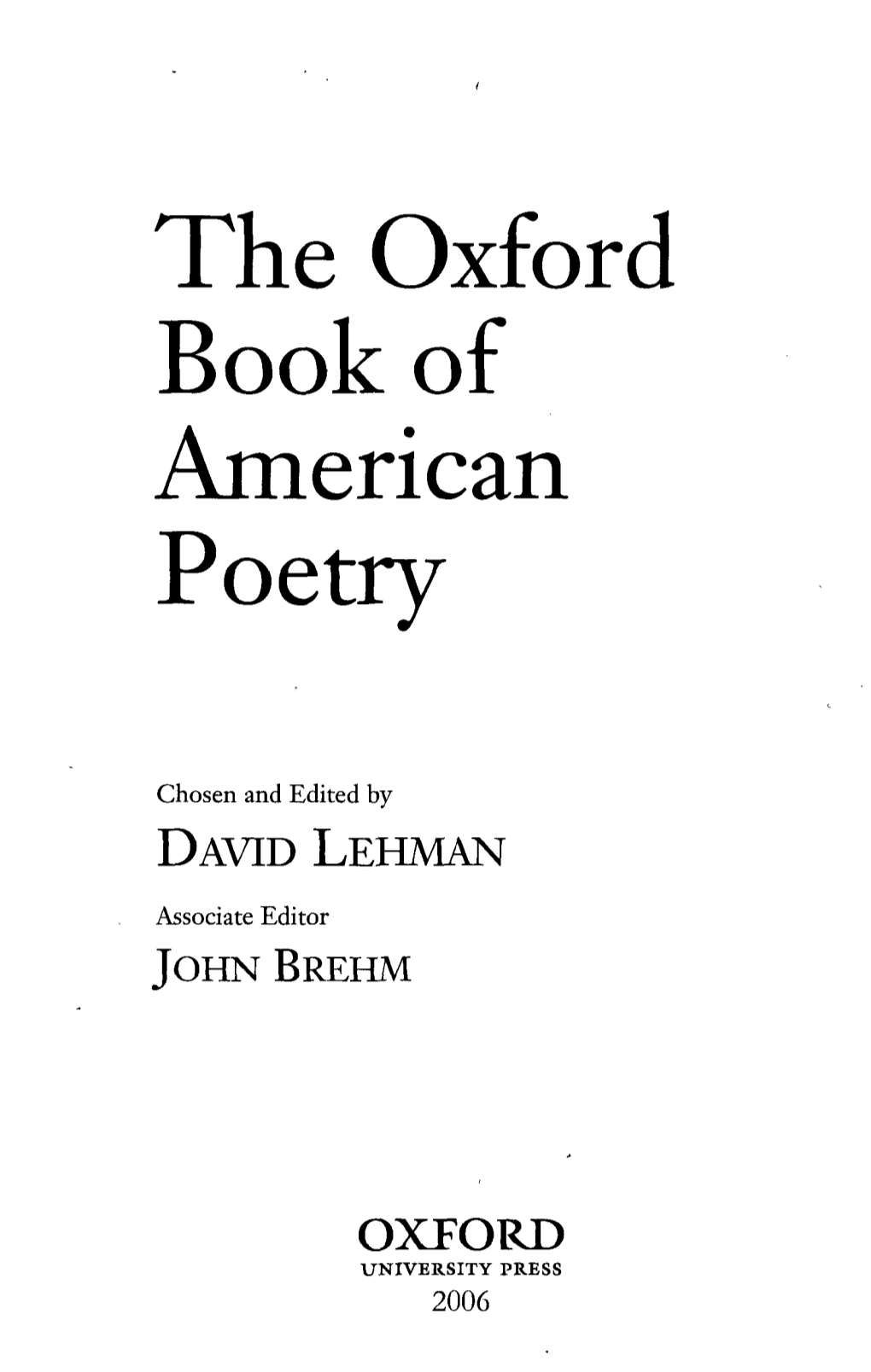 The Oxford Book of American Poetry