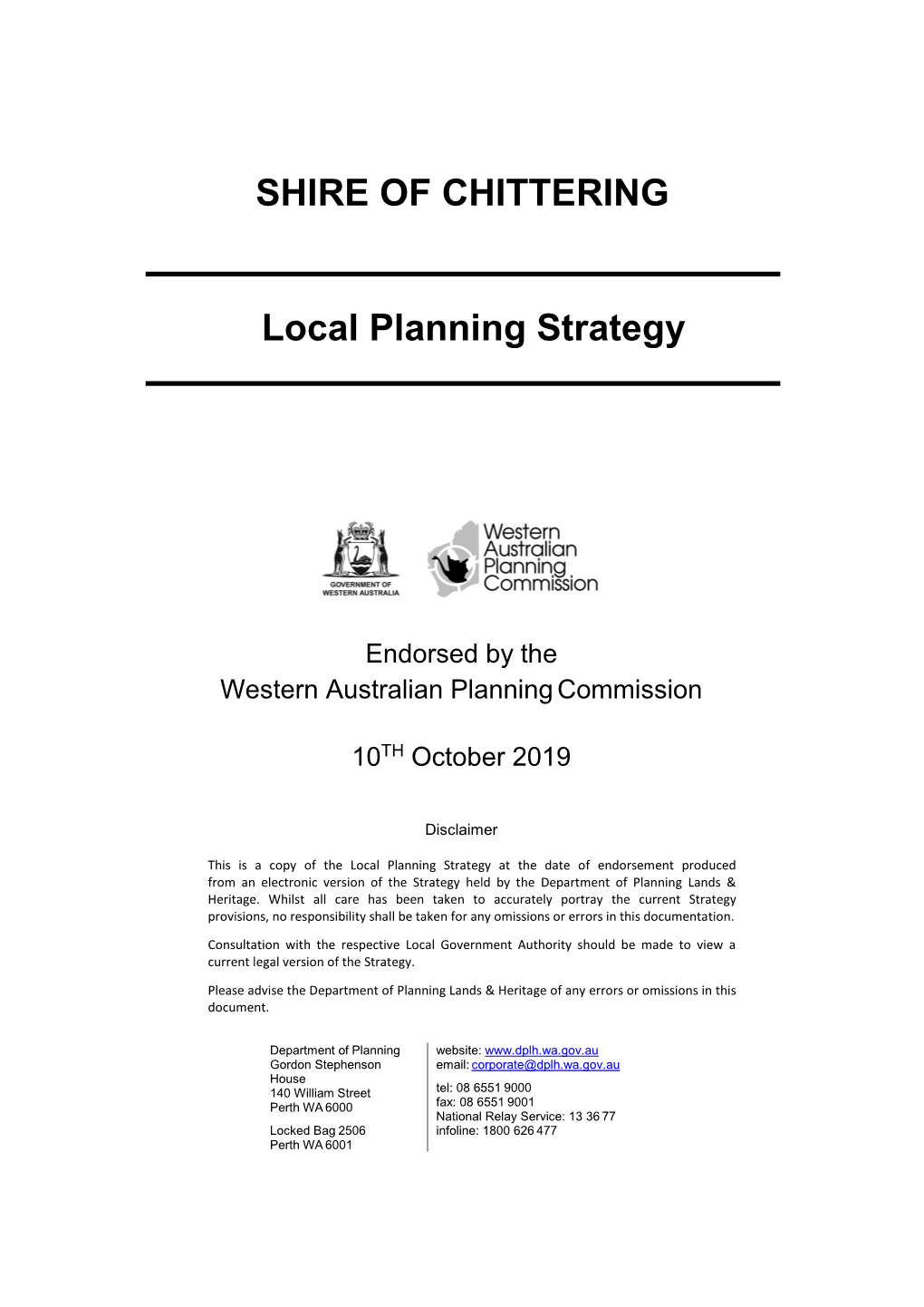 Shire of Chittering Local Planning Strategy