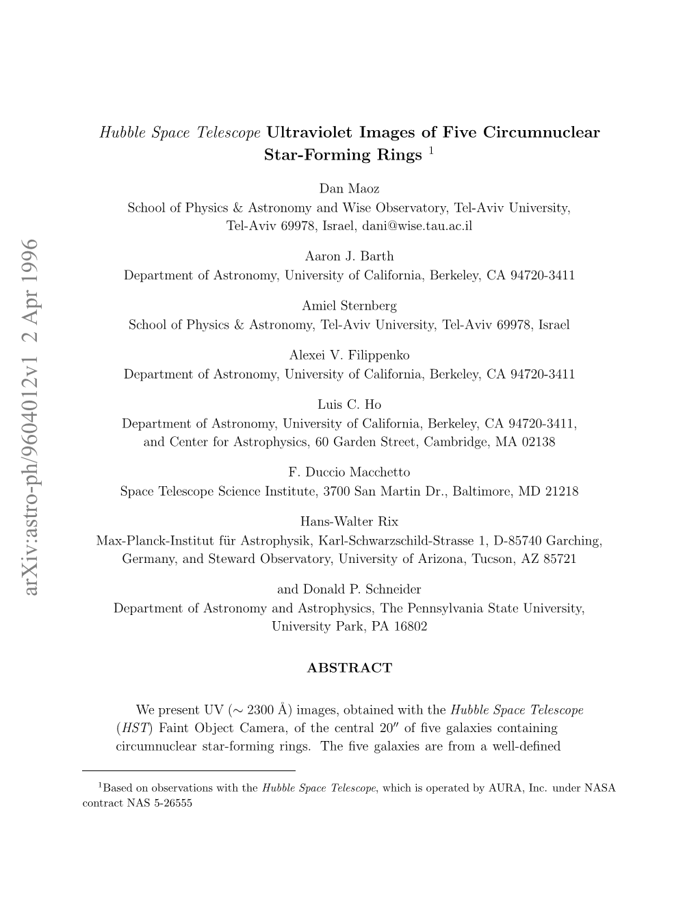 Arxiv:Astro-Ph/9604012V1 2 Apr 1996