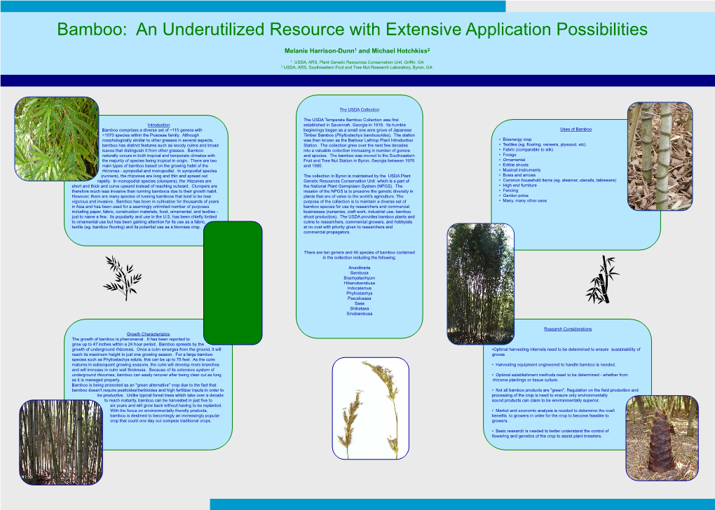 Bamboo: an Underutilized Resource with Extensive Application Possibilities