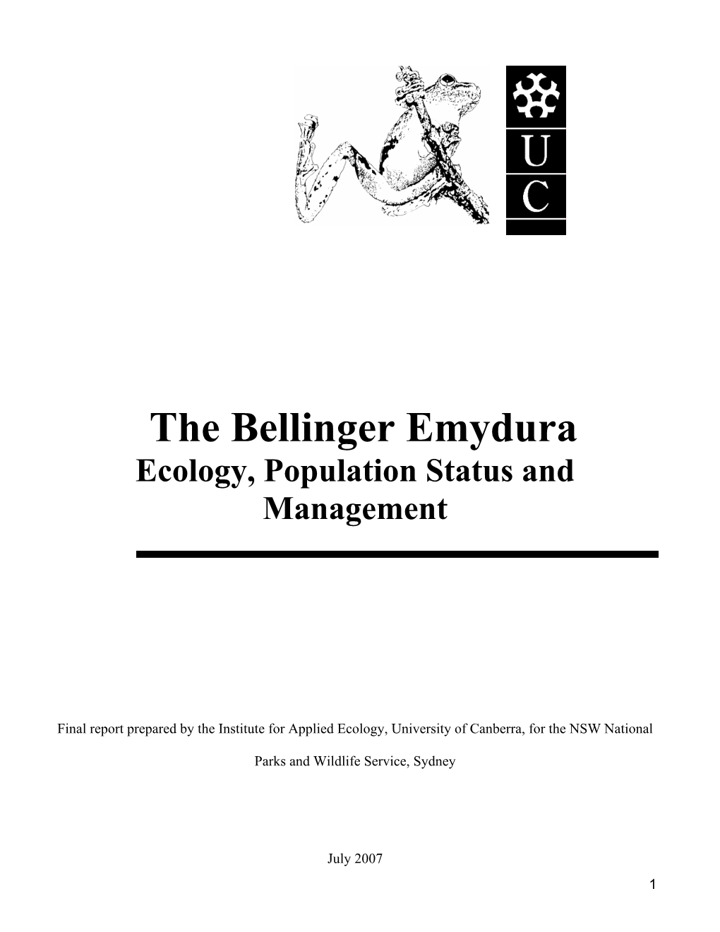 The Bellinger Emydura Ecology, Population Status and Management