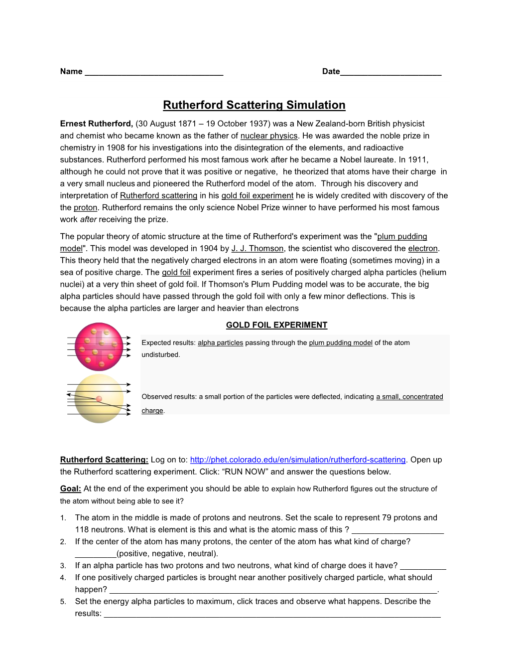 Rutherford Scattering Simulation