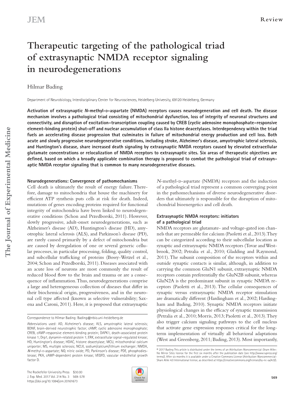 Therapeutic Targeting of the Pathological Triad of Extrasynaptic NMDA Receptor Signaling in Neurodegenerations