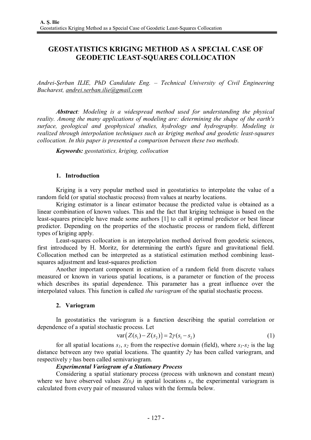 Geostatistics Kriging Method As a Special Case of Geodetic Least-Squares Collocation