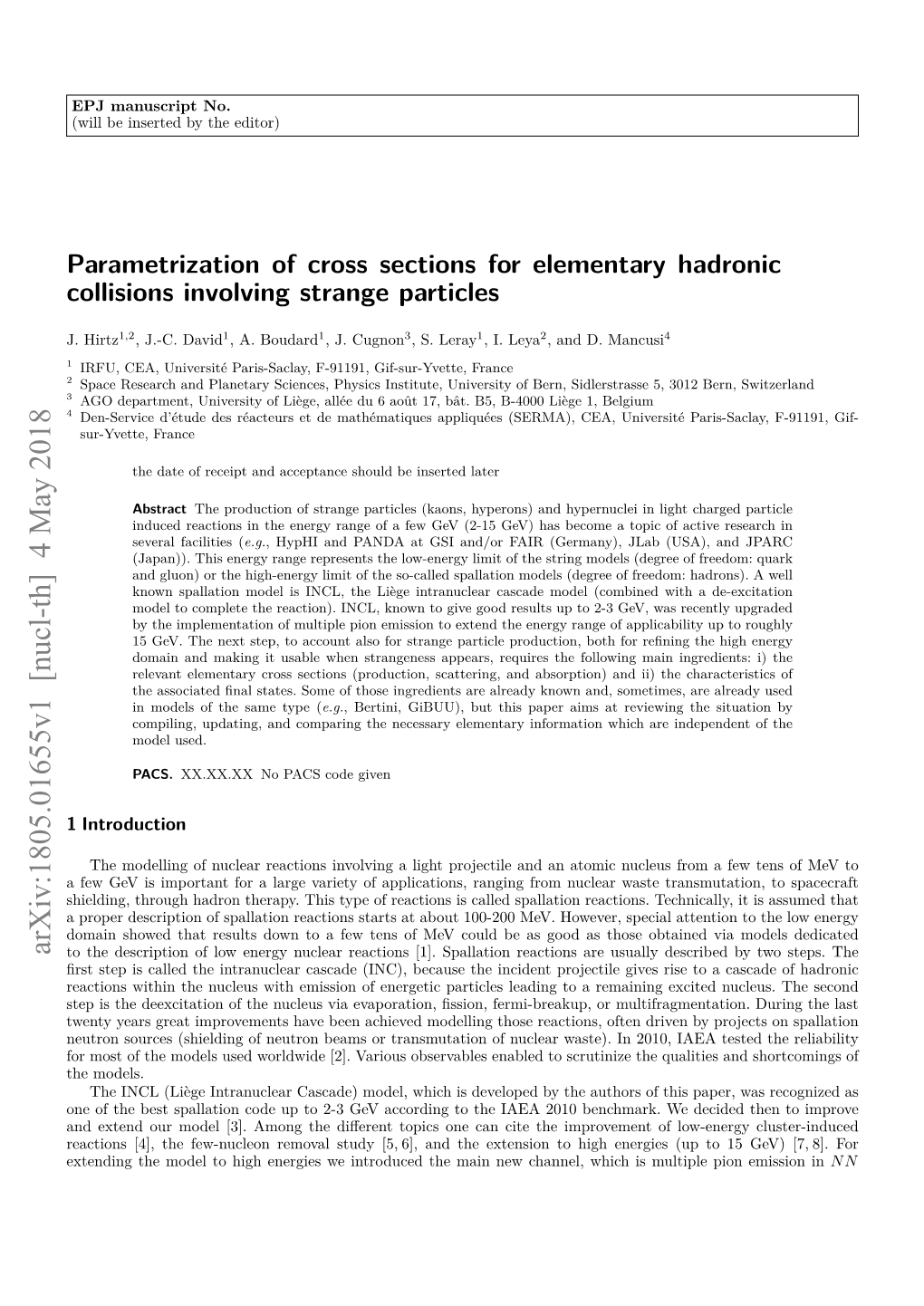 Parametrization of Cross Sections for Elementary Hadronic Collisions Involving Strange Particles