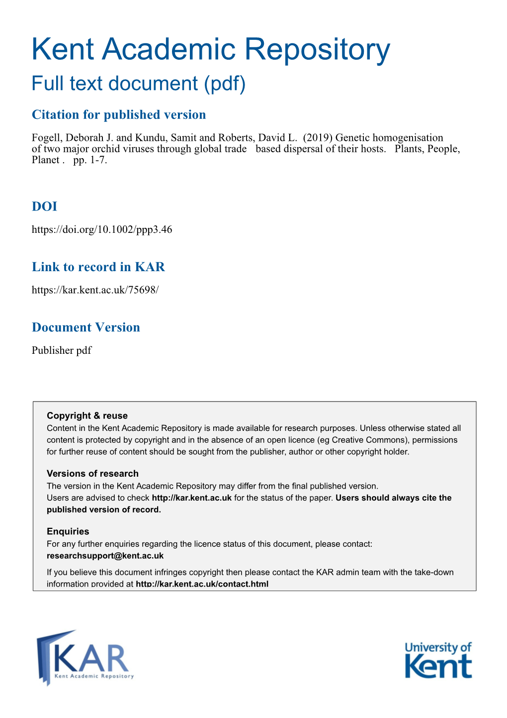 Fogell Et Al-2019-Plants, People, Planet.Pdf