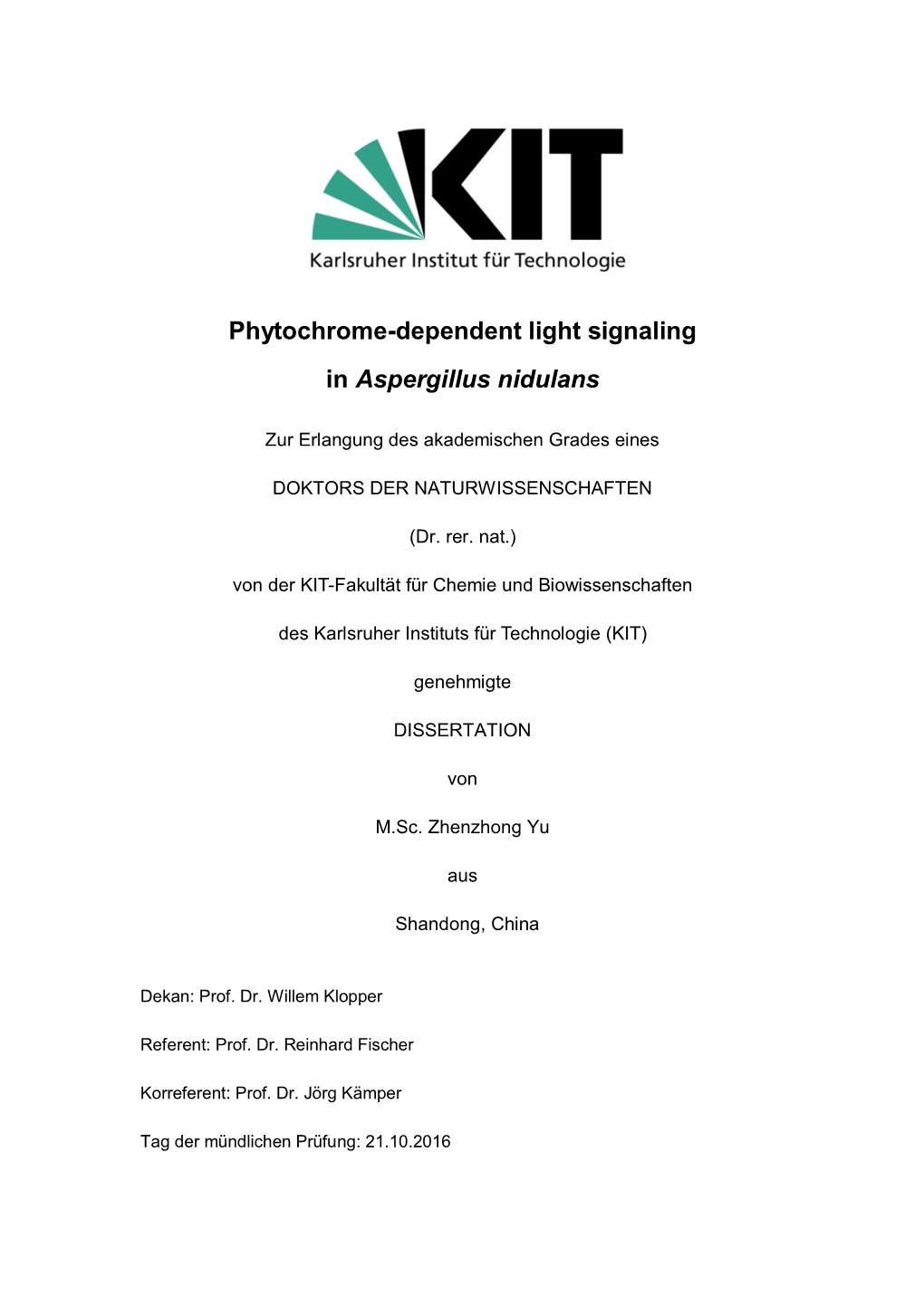 Phytochrome-Dependent Light Signaling in Aspergillus Nidulans