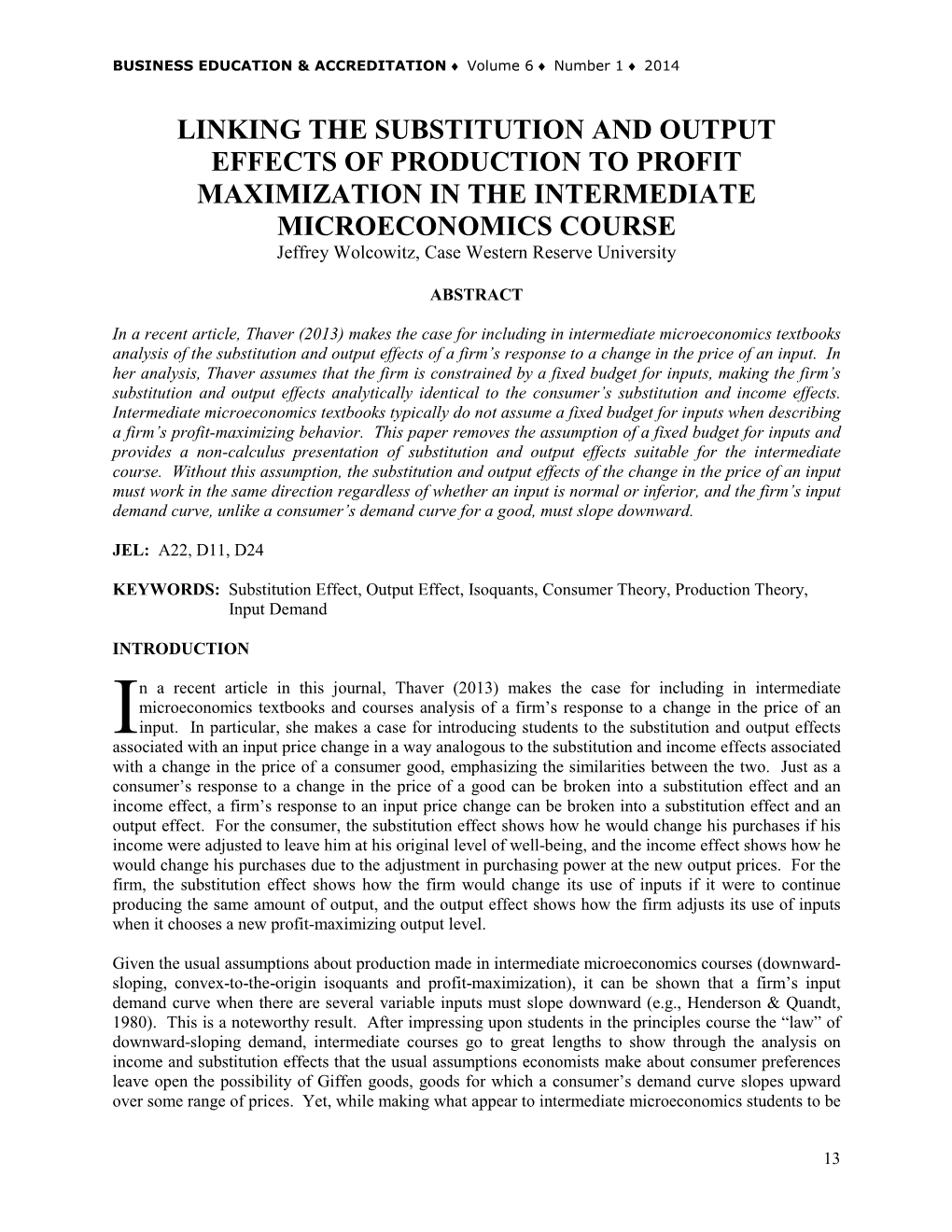 Linking the Substitution and Output Effects Of