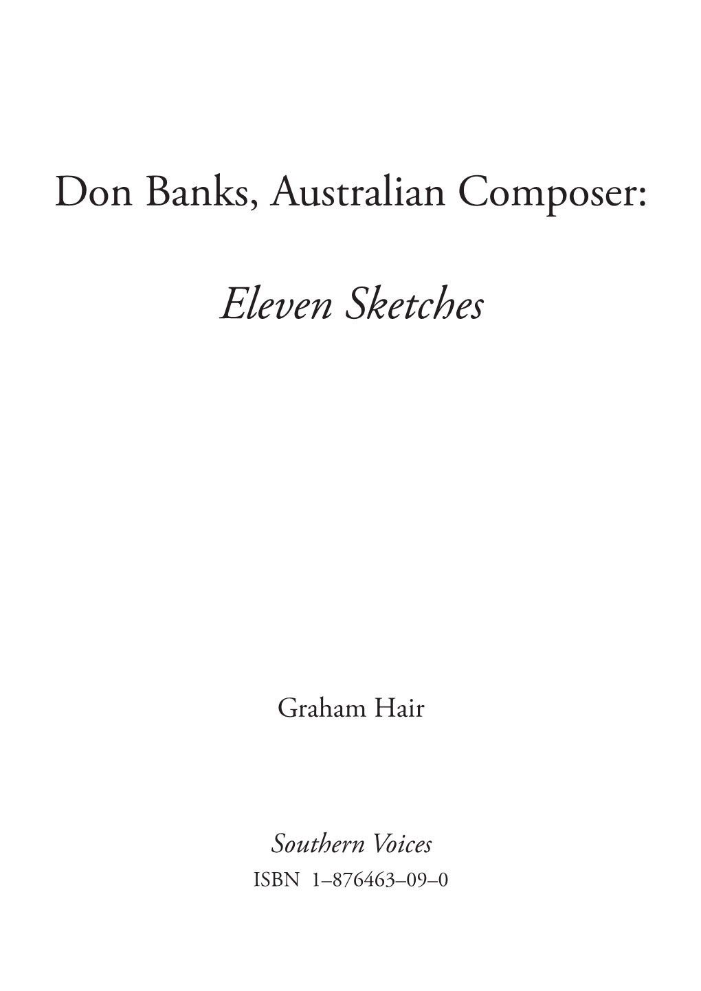 Don Banks, Australian Composer