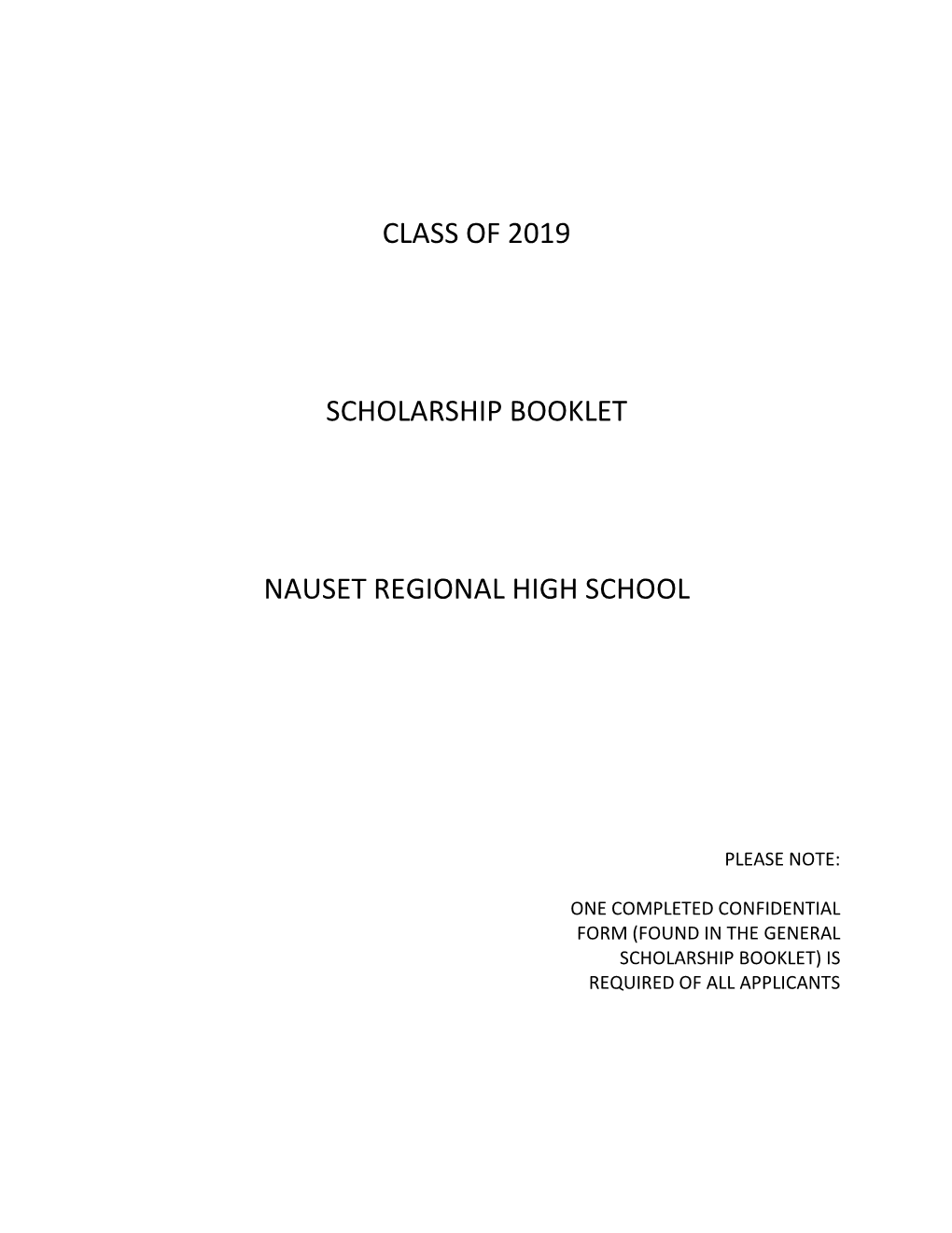 Class of 2019 Scholarship Booklet Nauset Regional