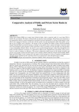 Comparative Analysis of Public and Private Sector Banks in India