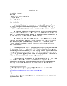 Letter from Congressman Issa to William C. Dudley On