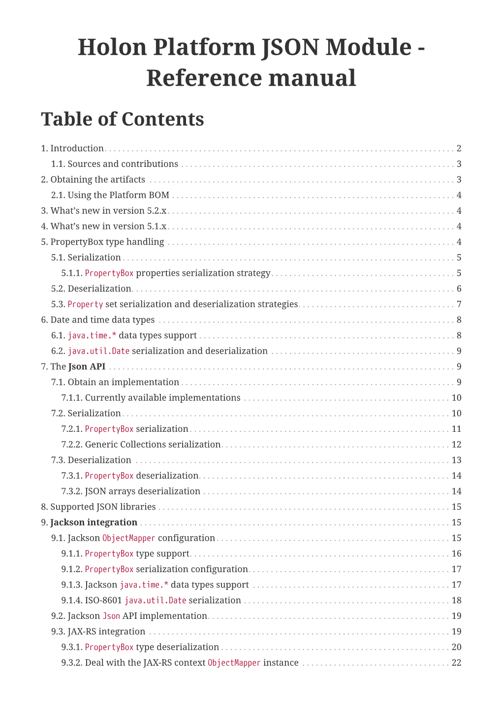 Holon Platform JSON Module - Reference Manual