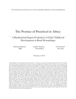 The Promise of Preschool in Africa