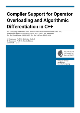 Compiler Support for Operator Overloading and Algorithmic Differentiation in C++
