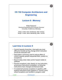 CS 152 Computer Architecture and Engineering