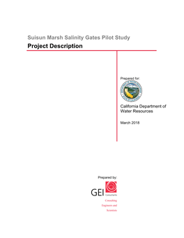 Suisun Marsh Salinity Gates Pilot Study Project Description