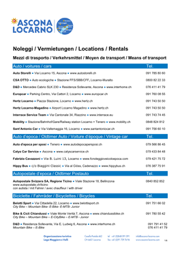 Noleggi / Vermietungen / Locations / Rentals