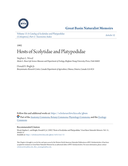 Hosts of Scolytidae and Platypodidae Stephen L