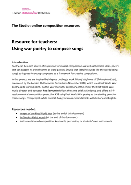 Using War Poetry to Compose Songs