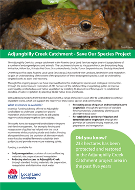 Adjungbilly Creek Catchment - Save Our Species Project