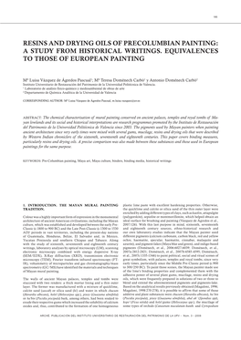 Resins and Drying Oils of Precolumbian Painting: a Study from Historical Writings. Equivalences to Those of European Painting