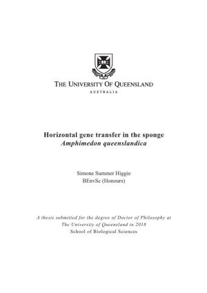 Horizontal Gene Transfer in the Sponge Amphimedon Queenslandica