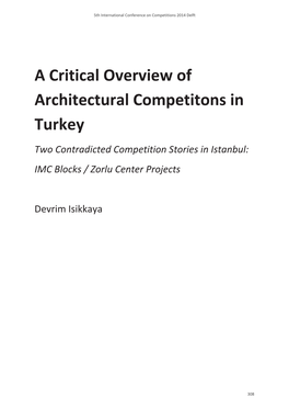 A Critical Overview of Architectural Competitons in Turkey