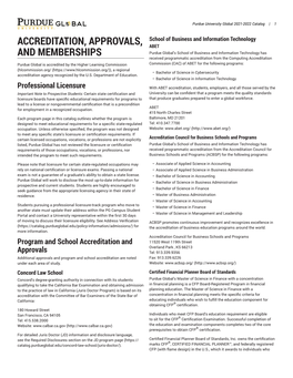Accreditation, Approvals, and Memberships