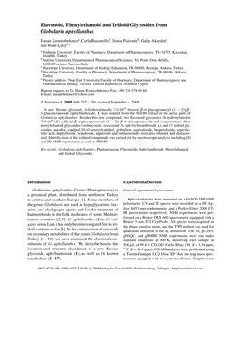 Flavonoid, Phenylethanoid and Iridoid Glycosides from Globularia Aphyllanthes