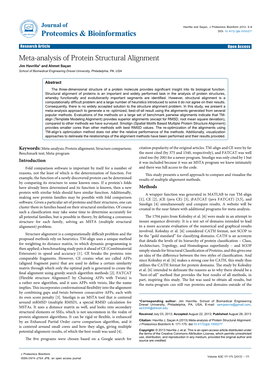 Meta-Analysis of Protein Structural Alignment Jim Havrilla* and Ahmet Saçan School of Biomedical Engineering Drexel University, Philadelphia, PA, USA