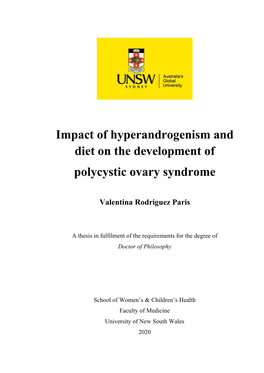 Impact of Hyperandrogenism and Diet on the Development of Polycystic Ovary Syndrome