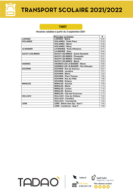 1441 Horaires Valables À Partir Du 2 Septembre 2021