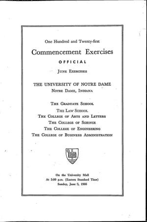 1966-06-05 University of Notre Dame Commencement Program