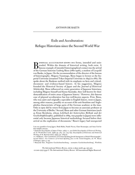 Exile and Acculturation: Refugee Historians Since the Second World War
