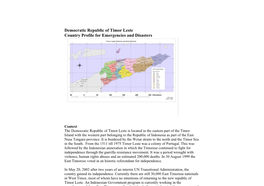 Democratic Republic of Timor Leste Country Profile for Emergencies and Disasters