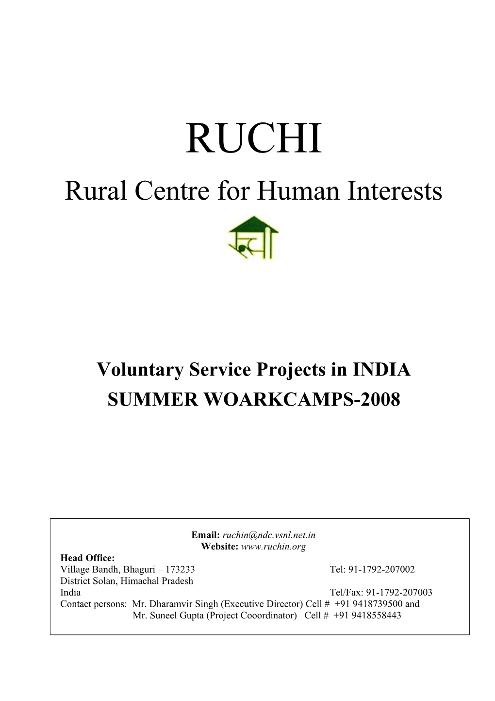 Voluntary Service Projects in INDIA