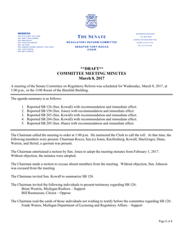 **DRAFT** COMMITTEE MEETING MINUTES March 8, 2017