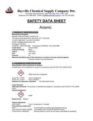 SAFETY DATA SHEET Arsenic