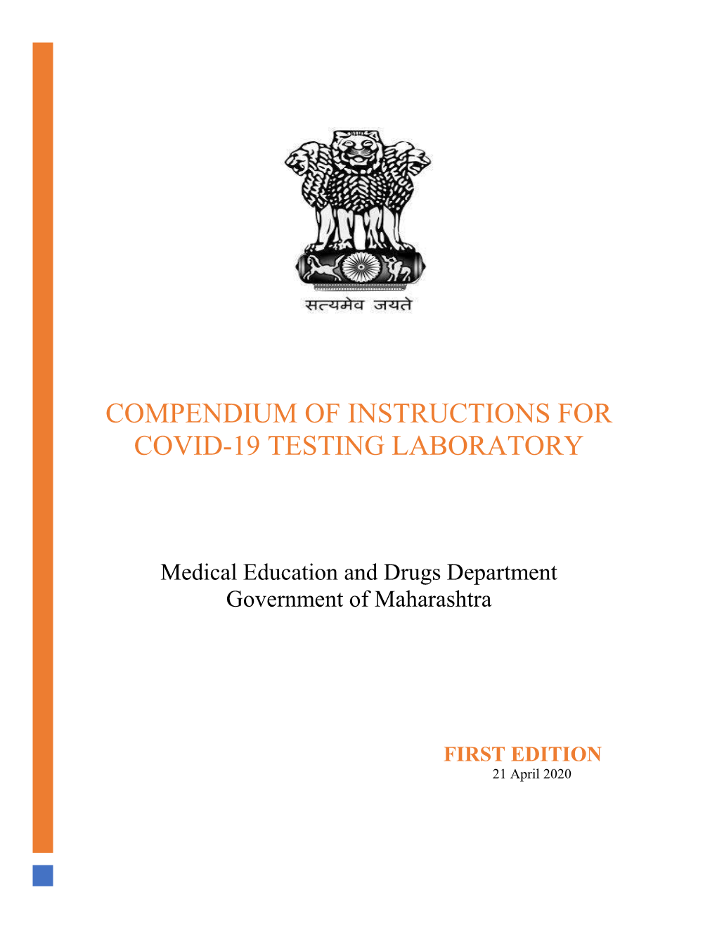 Compendium of Instructions for COVID-19 Testing Laboratory (First