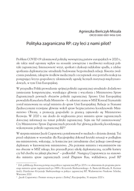 Polityka Zagraniczna RP: Czy Leci Z Nami Pilot?