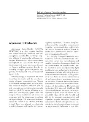 Ansofaxine Hydrochloride Cognitive Impairment