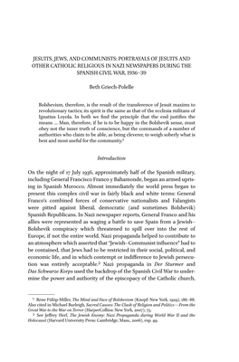 Jesuits, Jews, and Communists: Portrayals of Jesuits and Other Catholic Religious in Nazi Newspapers During the Spanish Civil War, 1936–39