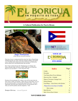 YOUR AD FITS HERE a Cultural Publication for Puerto Ricans Page NOVEMBER 2015