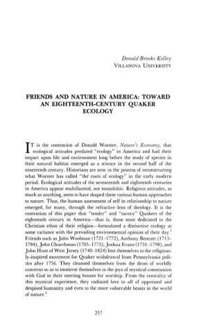 Donald Brooks Kelley FRIENDS and NATURE in AMERICA: TOWARD