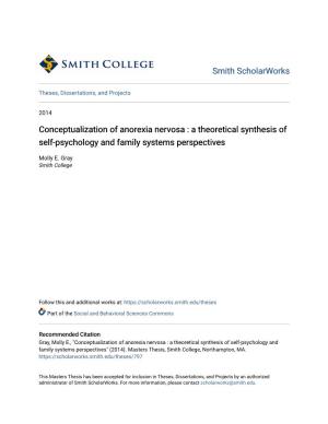 Conceptualization of Anorexia Nervosa : a Theoretical Synthesis of Self-Psychology and Family Systems Perspectives