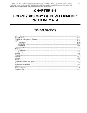 Volume 1, Chapter 5-3: Ecophysiology of Development: Protonemata