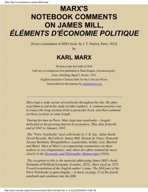 Marx's Comments on James Mill's Book
